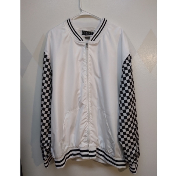 G-Net white and black checkerboard sleeves jacket - Picture 1 of 10